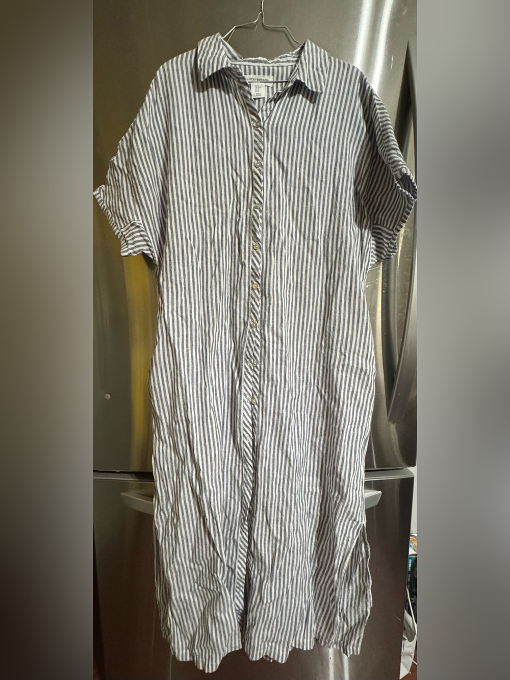Lucky Brand 100% LINEN MAXI SHIRTDRESS